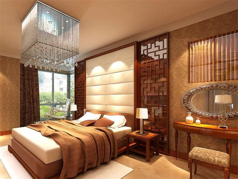 中式风格卧室背景墙装修效果图