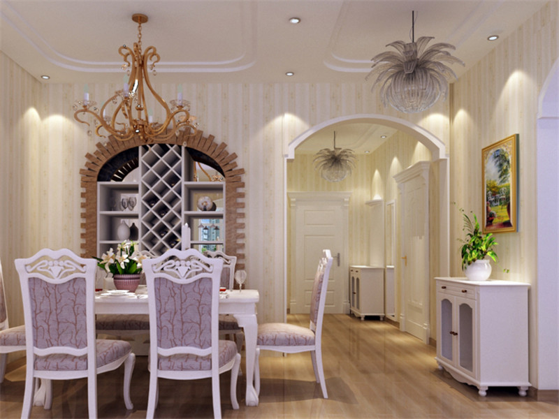 欧式古典三居室餐厅装修效果图
