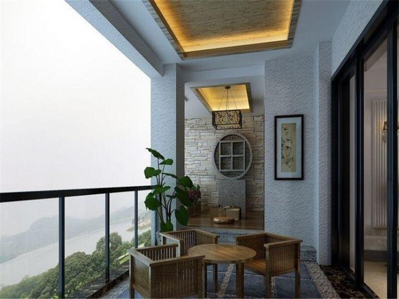 中式阳台装修茶室设计效果图