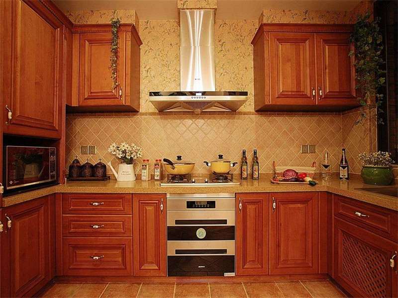 中式厨房实木橱柜装修效果图
