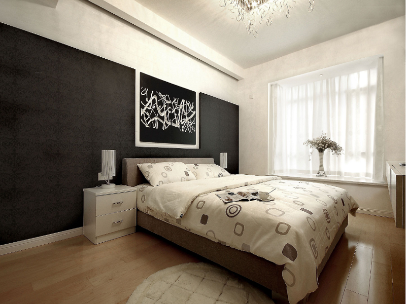 黑白色调卧室装修设计效果图