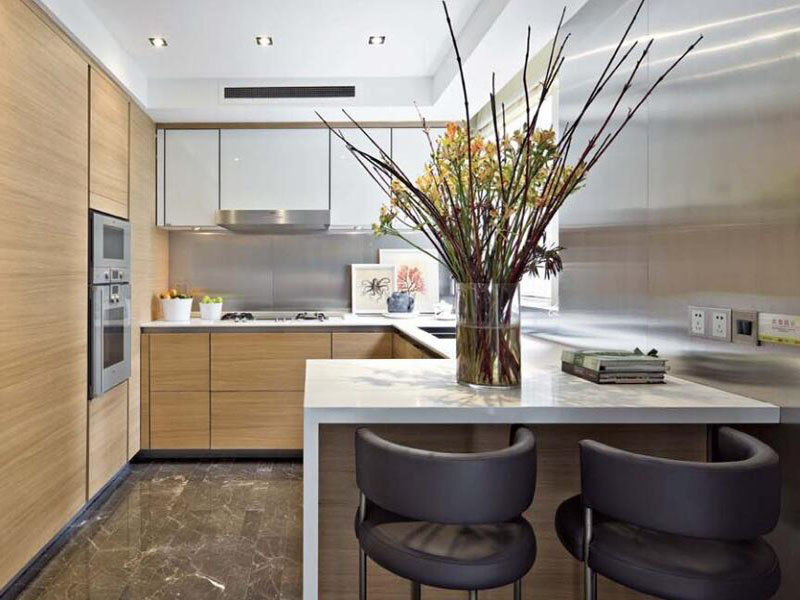 现代三室开放式厨房装修效果图