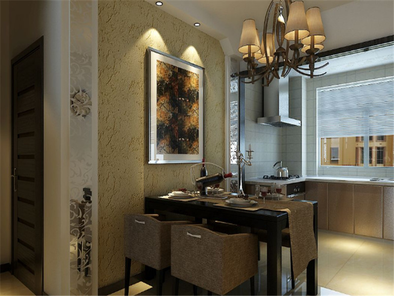 温馨欧式风格三居室餐厅背景墙装修效果图