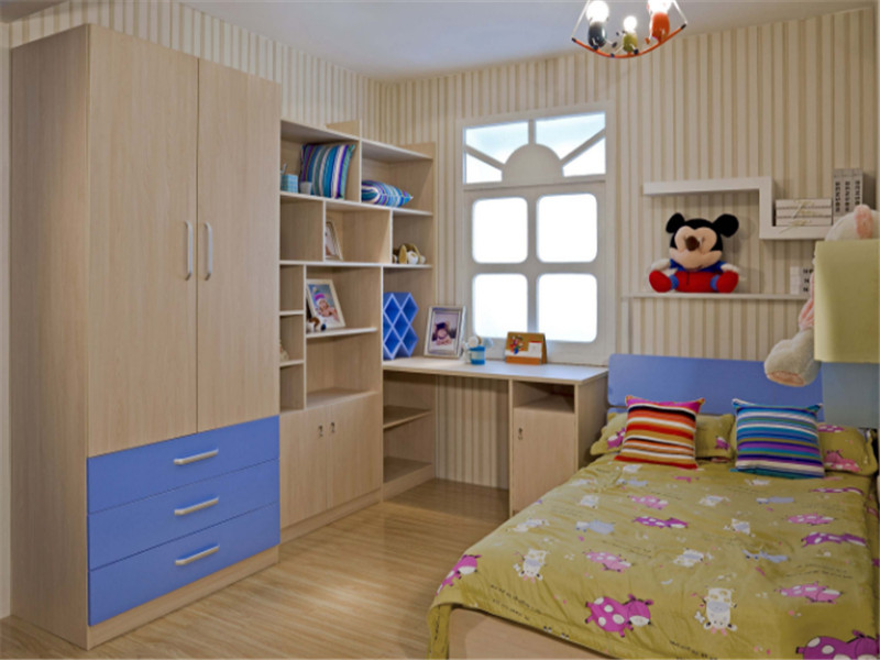 简约儿童房木质衣柜设计图