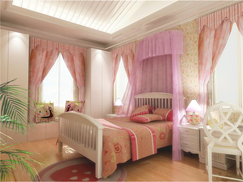 粉色卧室公主房装修效果图