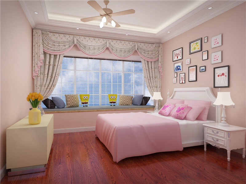 现代粉色卧室装修效果图