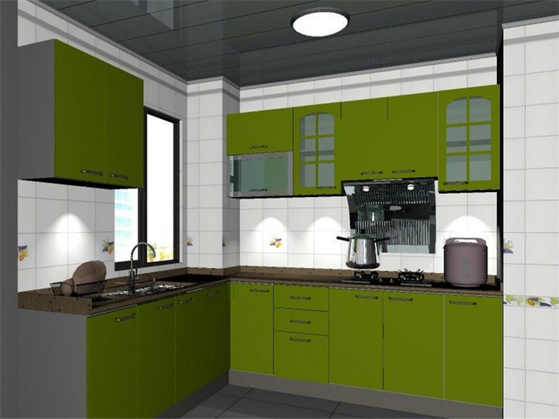 现代厨房绿色橱柜装修图赏析