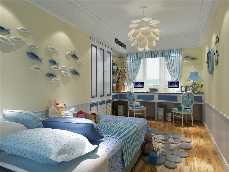 蓝色海洋童话儿童房装修效果