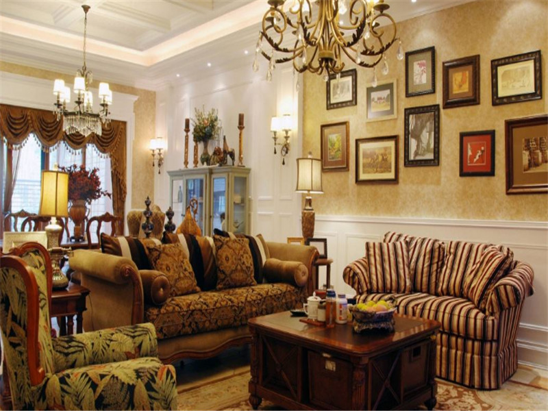 豪华欧式别墅客厅沙发背景墙设计图