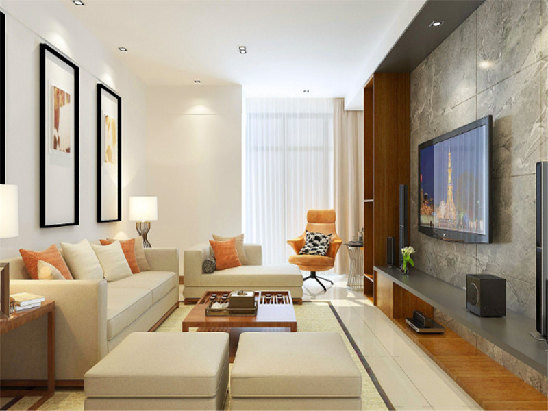 现代风格两居室客厅背景墙装修效果图