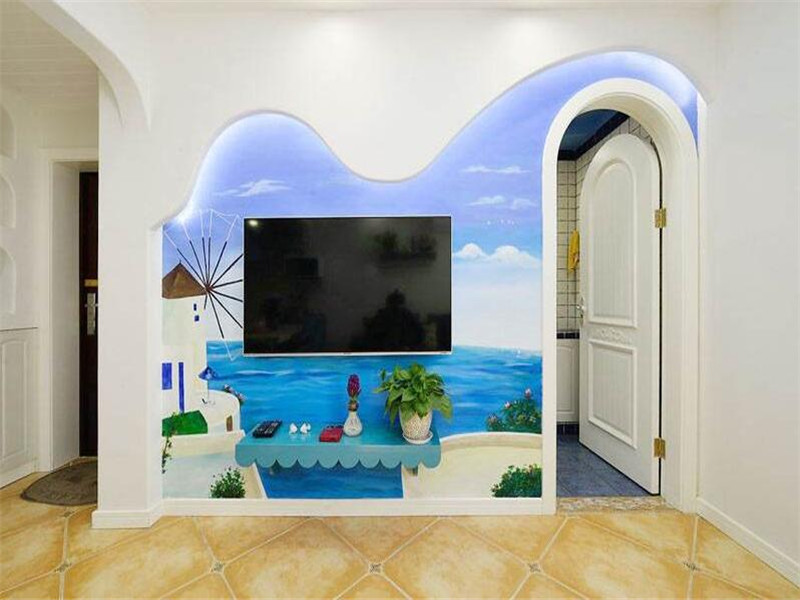 2017地中海风格电视背景墙装修效果图