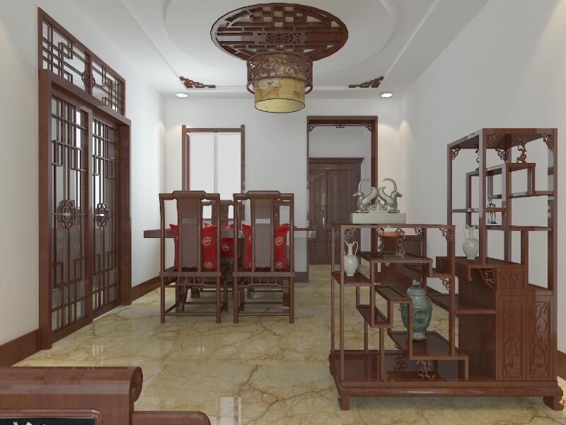 中式家庭餐厅吊顶装修图