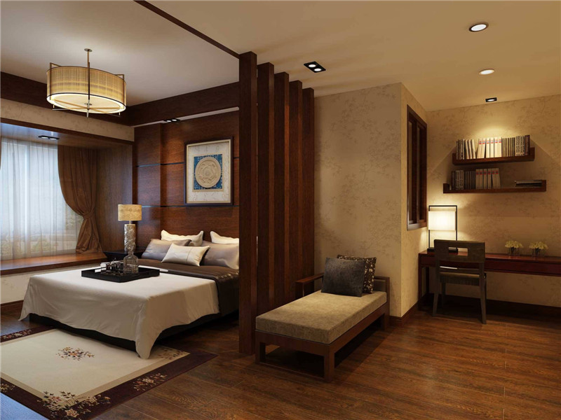 别墅传统中式风卧室效果图