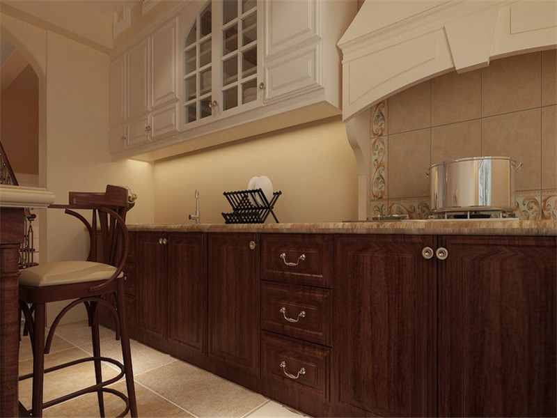 美式厨房橱柜大理石台面装修图