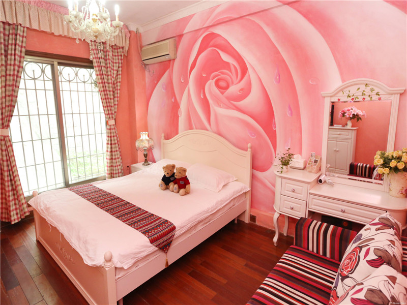 现代婚房粉色卧室装修效果图