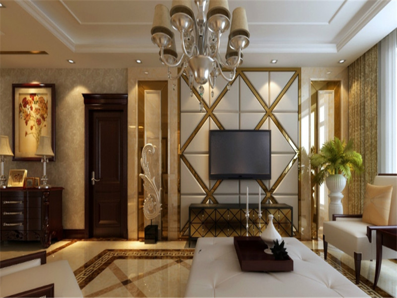 欧式风格一居室客厅电视背景墙效果图