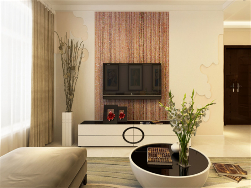 两居室简约风格客厅电视背景墙设计图