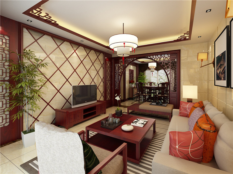 120平现代传统中式室内装修设计图大全
