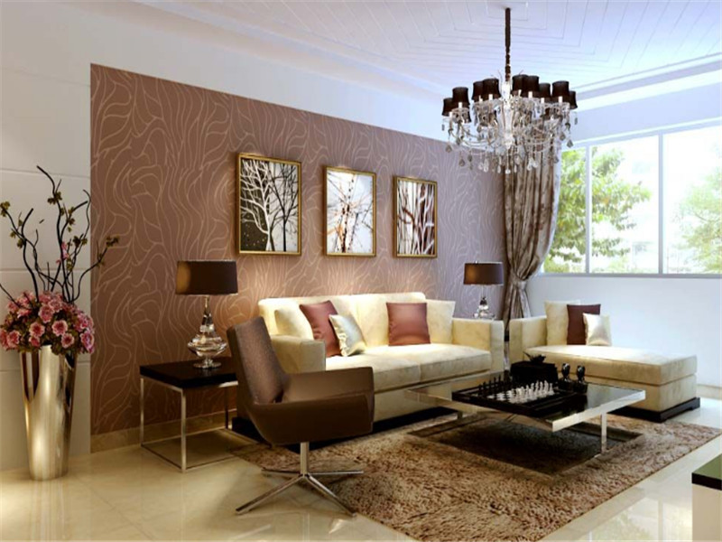 欧式风格一居室客厅沙发背景墙装修效果图