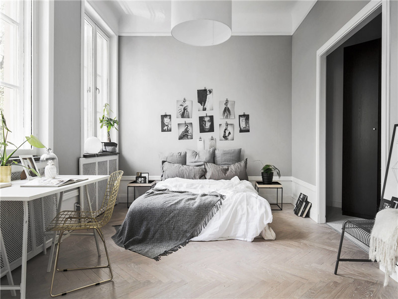 北欧黑白灰风格卧室装修效果图欣赏