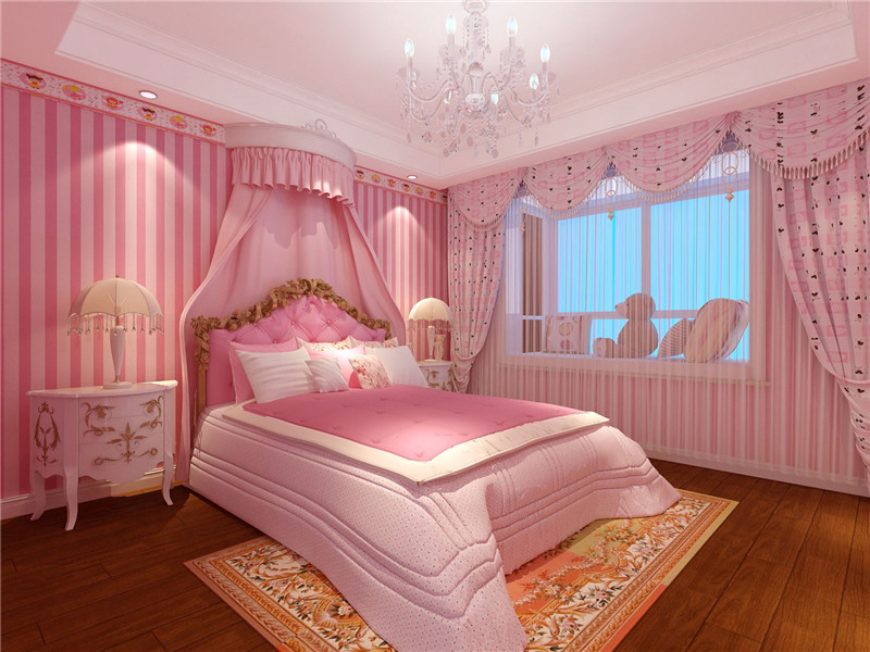 粉色系童真温馨的儿童房设计装修