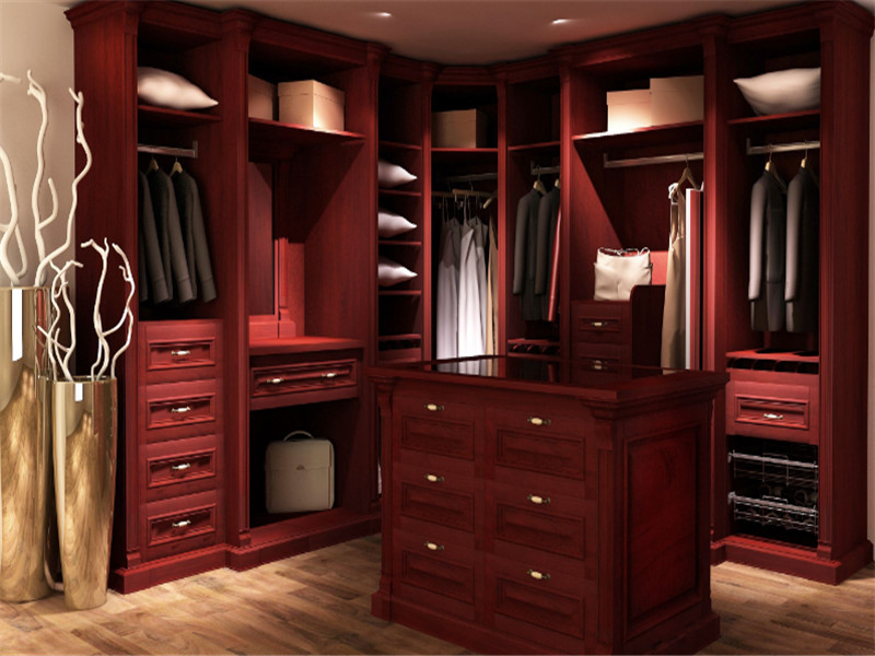中式风格主卧室实木组合衣柜效果图