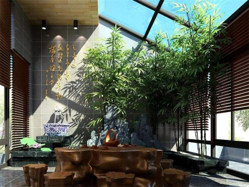 别墅阳台花园中式阳茶室设计效果图