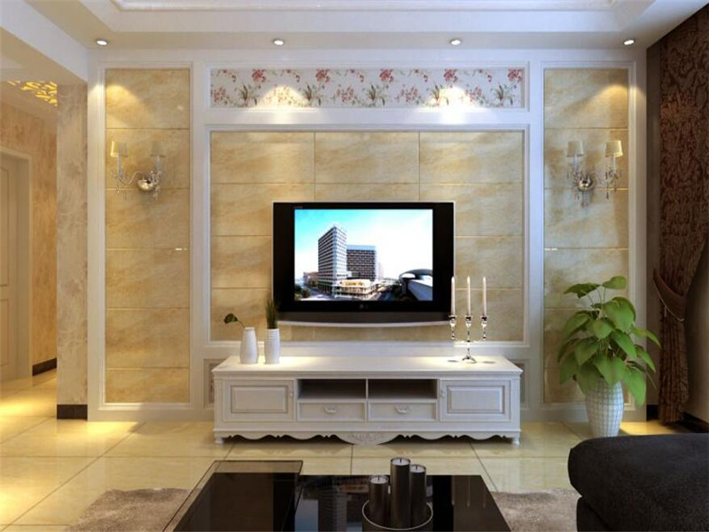三室现代风格客厅电视墙设计装修效果图