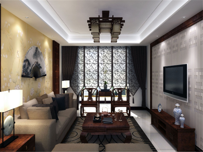 客厅中式风格电视背景墙设计图