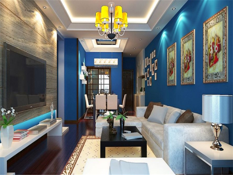 地中海风格别墅客厅沙发背景墙装修设计图