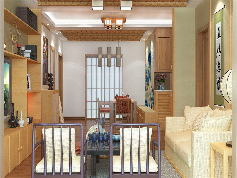 日式小户型客厅整体家具装修设计