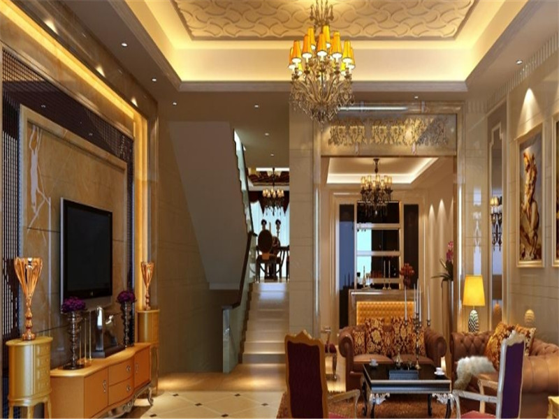 欧式风格别墅客厅背景墙装修设计效果图