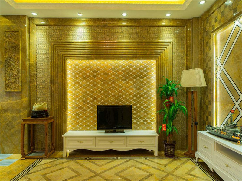 欧式风格客厅瓷砖背景墙装修图