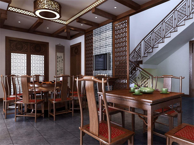 中式复式楼餐厅装修效果图