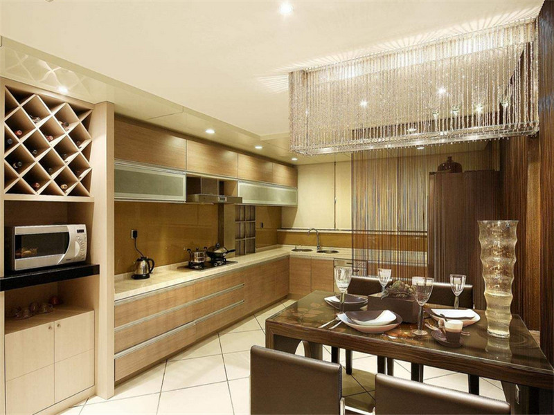 现代120平米开放式厨房橱柜效果图