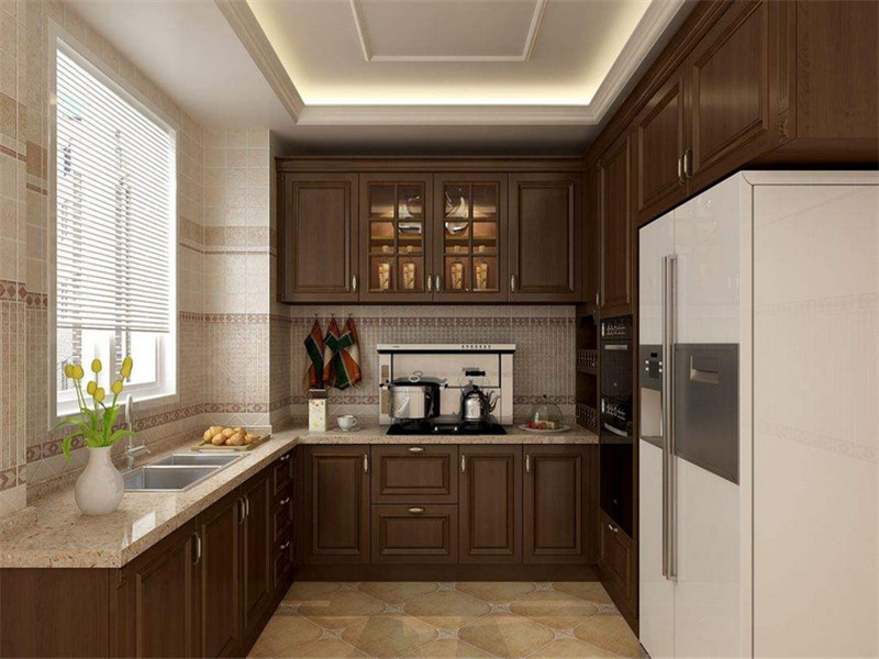 欧式风格单身公寓开放式厨房橱柜装修图