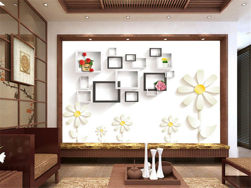 中式三居室客厅背景墙装修效果图