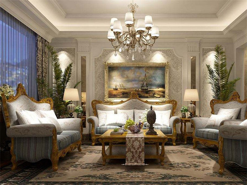 古典风格欧式别墅客厅装修效果图