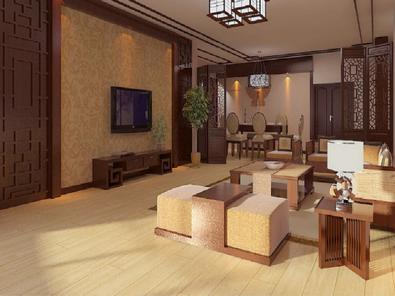 中式典雅两居室客厅装修效果图