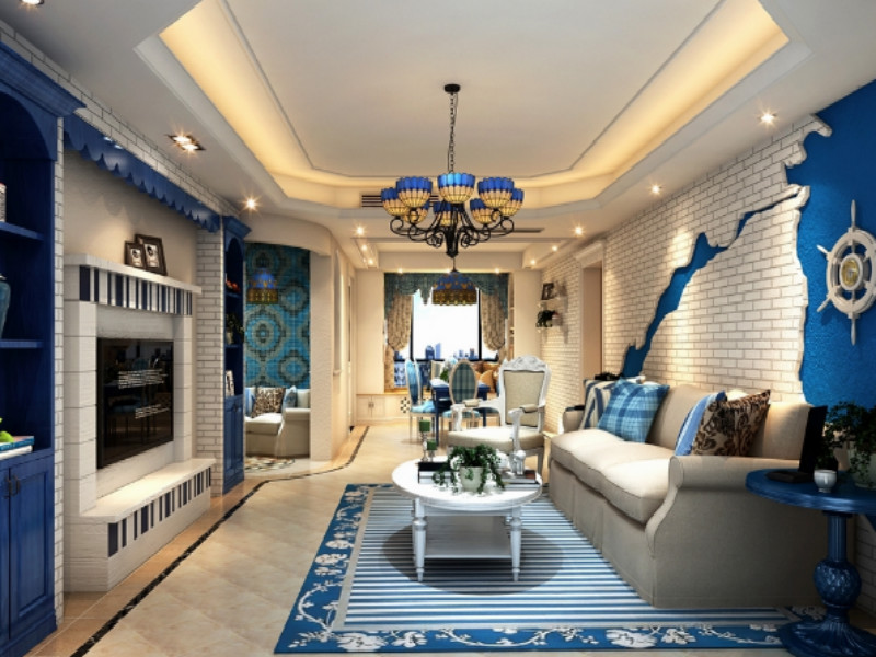 地中海风格别墅客厅装修设计效果图