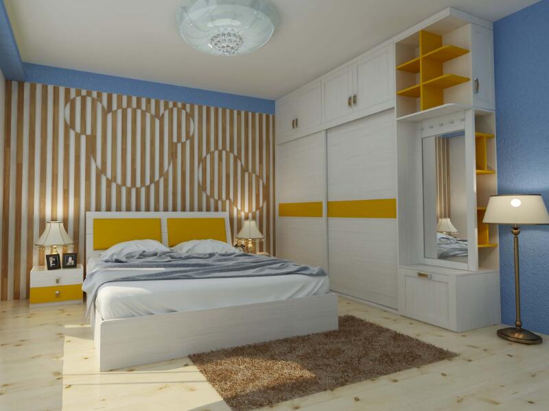  Design sketch of family bedroom decoration combined wardrobe