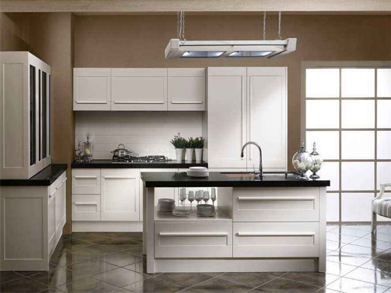  Design sketch of simple style open kitchen cabinet